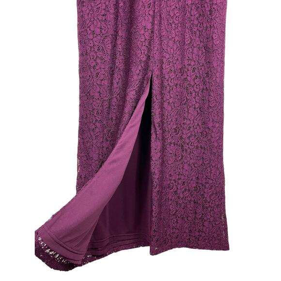 Adrianna Papell Lace Maxi Dress Purple 14 Petite Shortened Wedding Guest Formal - Picture 13 of 13